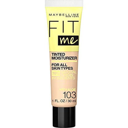 Picture of Maybelline Fit Me Tinted Moisturizer, Fresh Feel, Natural Coverage, 12H Hydration, Evens Skin Tone, Conceals Imperfections, for All Skin Tones and Skin Types, 103, 1 fl. oz.