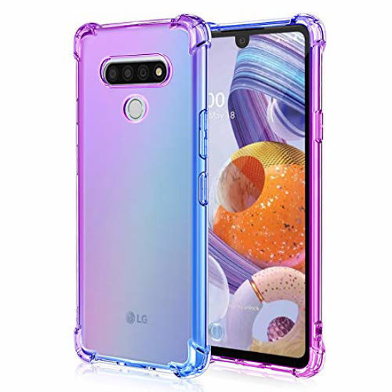 Picture of Osophter for LG Stylo 6 Case Clear Transparent Reinforced Corners TPU Shock-Absorption Flexible Cell Phone Cover for LG Stylo 6(Purple-Blue)