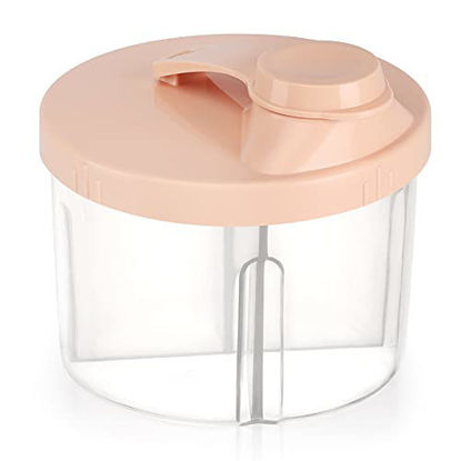 Picture of Accmor Baby Milk Powder Formula Dispenser, Non-Spill Rotating Four-Compartment Formula Dispenser and Snack Storage Container for Infant Toddler Children Travel Outdoor,Pink