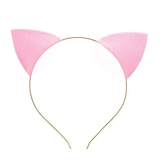 Picture of Merroyal Glitter Cat Ears Headband Halloween Fancy Dress Cat Woman Hairband Cosplay (Pink)