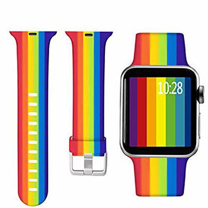 Picture of Laffav Floal Bands Compatible with Apple Watch Band 44mm 42mm iWatch SE & Series 6 & Series 5 4 3 2 1 for Women Men, Rainbow, M/L