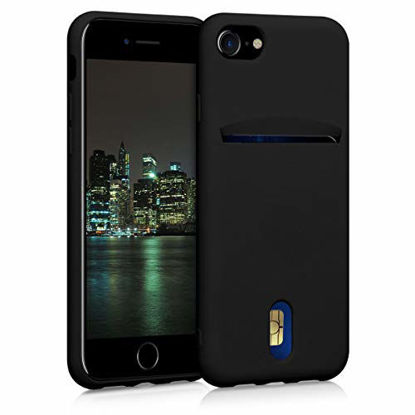 Picture of kwmobile Case Compatible with Apple iPhone 7/8 / SE (2020) - Soft TPU Phone Cover with Card Holder and Silicone Finish - Black