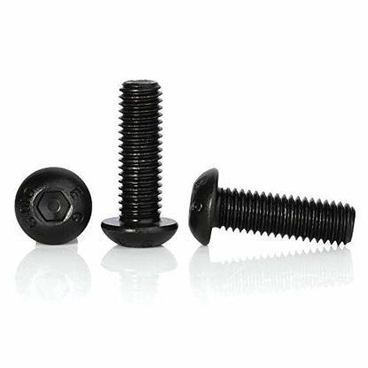 Picture of 1/4-20 x 3/8" Button Head Socket Cap Screws, Allen Socket Drive, Black Oxide, Grade 10.9 Alloy Steel, Fully Threaded, 30 PCS