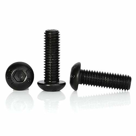 Picture of 1/4-20 x 3/8" Button Head Socket Cap Screws, Allen Socket Drive, Black Oxide, Grade 10.9 Alloy Steel, Fully Threaded, 30 PCS