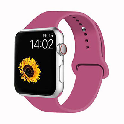 Picture of VATI Sport Band Compatible for Apple Watch Band 38mm 40mm, Soft Silicone Sport Strap Replacement Bands Compatible with 2019 Apple Watch Series 5, iWatch 4/3/2/1, 38MM 40MM M/L (Dragon Fruit)