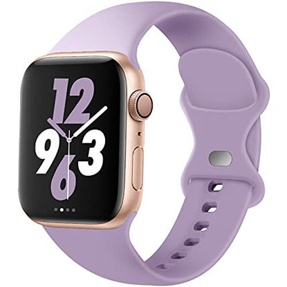 Picture of Acrbiutu Bands Compatible with Apple Watch 38mm 40mm 41mm 42mm 44mm 45mm, Replacement Soft Silicone Sport Strap for iWatch Series 7/6/5/4/3/2/1 SE Women Men, Lavender 38mm/40mm/41mm S/M