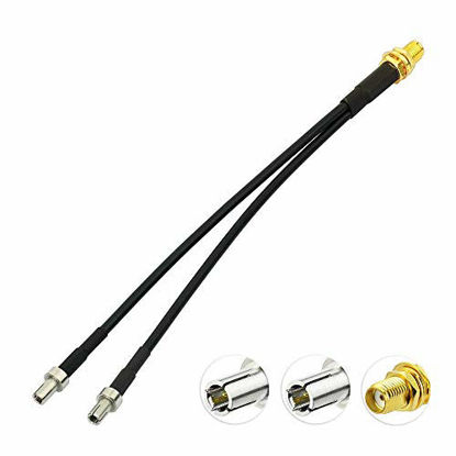 Picture of Eightwood SMA Female Bulkhead to Dual TS9 Splitter Adapter Pigtail Cable 6 inch for 4G LTE Router USB Modem MiFi Hotspots