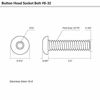 Picture of 8-32 x 1/2" Button Head Socket Cap Bolts Screws, Stainless Steel 18-8 (304), Bright Finish, Allen Hex Drive, 50 PCS