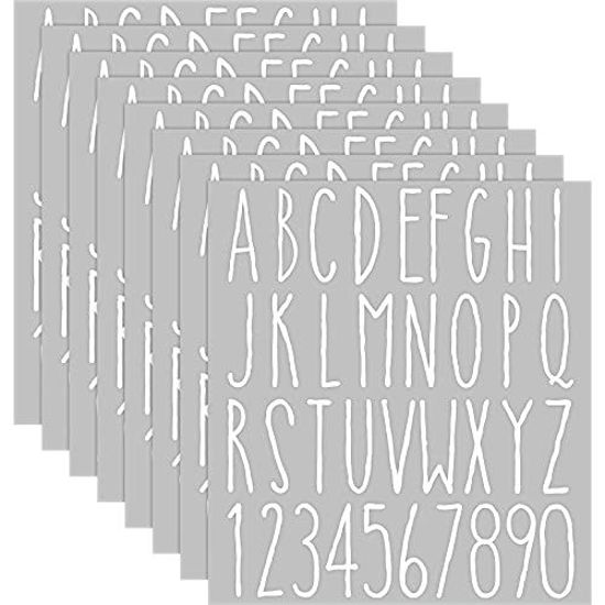 8 Sheets Vinyl Numbers Decals Self-Adhesive Vinyl Letters Numbers Kit Alphabet Stickers Mailbox Numbers Sticker Modern Removable for Mailbox Signs ...