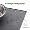 Picture of MIGHTY MONKEY Premium Silicone Pet Feeding Mat, Waterproof Pets Placemat, Raised Edges, Paw Print Patterned Food Tray Mats, Dishwasher Safe, Prevent Food and Water Bowl Spills on Floor, 18x12, Gray