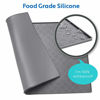 Picture of MIGHTY MONKEY Premium Silicone Pet Feeding Mat, Waterproof Pets Placemat, Raised Edges, Paw Print Patterned Food Tray Mats, Dishwasher Safe, Prevent Food and Water Bowl Spills on Floor, 18x12, Gray