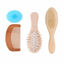 Picture of 4 Piece Baby Hair Brush Set, Natural Soft Goat Bristles, Prevents & Treats Cradle Cap, Wooden Comb, Baby Brush for Massage, Perfect Baby Registry Gift