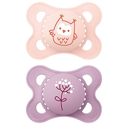 Picture of MAM Original Matte Pacifier (2 Pack, 1 Sterilizing Pacifier Case), Pacifiers 0-6 Months, Baby Girl Pacifier, Best Pacifiers for Breastfed Babies, Sterilizing Storage Case