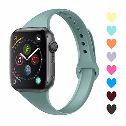 Picture of Acrbiutu Bands Compatible with Apple Watch 38mm 40mm 42mm 44mm, Slim Thin Narrow Replacement Silicone Sport Accessory Strap Wristband for iWatch Series 1/2/3/4/5 Women Men