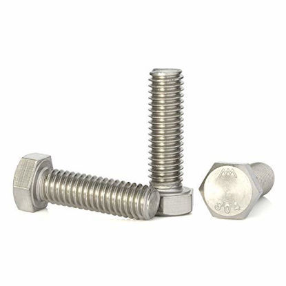 Picture of 3/8-16 x 1-1/2" (1/2" to 6" Available) Hex Head Screw Bolt, Fully Threaded, Stainless Steel 18-8, Plain Finish, Quantity 8