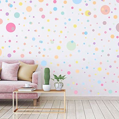 Picture of 264 Pieces Polka Dots Wall Sticker Circle Wall Decal for Kids Bedroom Living Room, Classroom, Playroom Decor Removable Vinyl Wall Stickers Dots Wall Decals, 8 Different Size (12 Candy Colors)