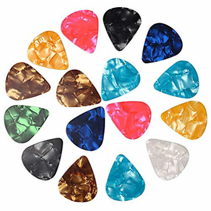 Picture of 60 PCS Guitar Picks, 3 Different Thickness Abstract Art Colorful Celluloid Guitar Pick Plectrums For Bass, Electric, Acoustic Guitars Includes 0.46mm, 0.71mm, 0.96mm(Color Random)