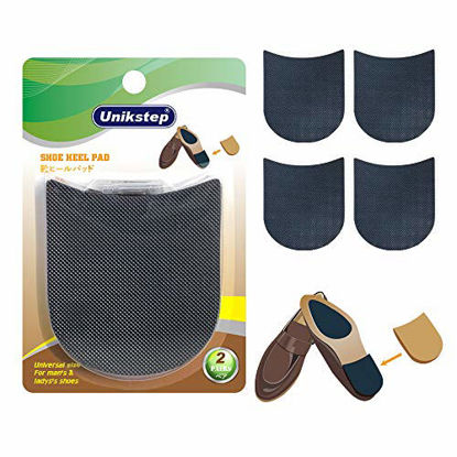 Picture of Unikstep 2 Pairs Shoe Heel Pads, Shoe Repair Rubber Heels, 3.5mm Thickness Anti Slip Cushion and Protector, Replacement Kit with Nails Sandpapers Self Adhesive Stickers