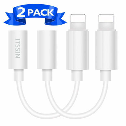 Picture of (2 Pack) ITSSIN Lightning to 3.5mm Headphones Jack Aux Cable Adapter, Earphones Cable Compatible with iPhone11/11Pro/Xs/XS Max/XR/X / 7/7 Plus /8/8 Plus iPad iPod (iOS 11,12) White