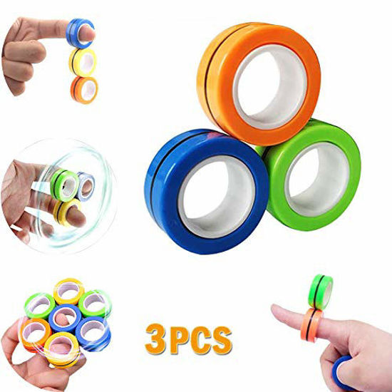 9Pcs Magnetic Ring Fidget Spinner Toys Set camo Fingers Magnet Rings ADHD  Stress Relief Magical Toys for Kids Anxiety