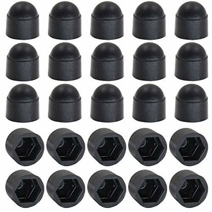 Picture of Zorfeter 25 Pcs Hex Head Bolt Covers Dome Plastic Bolt Caps Hexagonal Screw Cover Protection Caps Black, M6 (10 x 14mm)