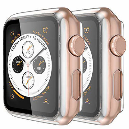 Picture of (2 Pack) GEAK Hard Case for Apple Watch 38mm Series 3 with Screen Protector, Full Body Protective Bumper Case Cover for iWatch Series 3/2/1, Clear/Clear