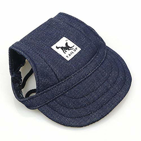 Picture of Leconpet Baseball Caps Hats with Neck Strap Adjustable Comfortable Ear Holes for Small Medium and Large Dogs in Ourdoor Sun Protection (S, Blue Jeans)