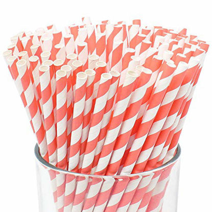 Picture of Just Artifacts 100pcs Premium Biodegradable Paper Straws (Salmon)