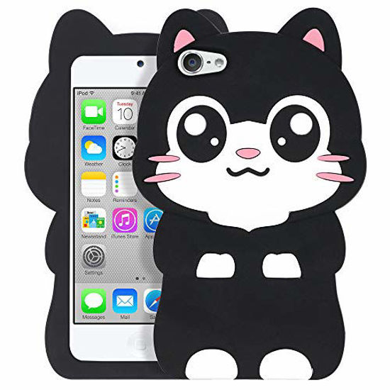 GetUSCart- YONOCOSTA Cute iPod Touch 7 Case, iPod Touch 6 Case, iPod Touch 5  Case, Funny Kawaii 3D Cartoon Big Eye Black Cat Kitty Animals Soft Silicone  Shockproof Cases Cover for Kids
