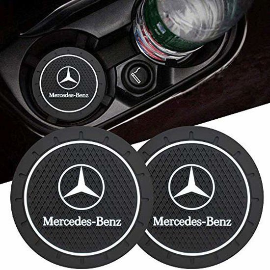 Univesal Silicone Anti-Slip Car Cup Holder Coasters,Benz 2-Pack Car Logo Vehicle Coasters for Cup Holder 