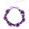 Picture of June Bloomy Rose Flower Leave Crown Bridal Halo Headband with Adjustable Ribbon (Purple)