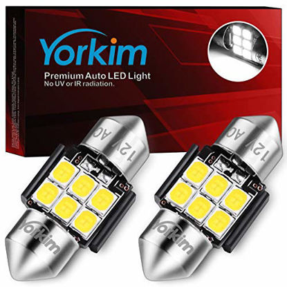 Picture of Yorkim De3175 LED Bulb White Super Bright LED Festoon 28mm 29mm LED Error Free CANBUS 6-SMD 2835 Chipsets For Interior Lights, DE3022 LED, 3175 LED Bulb3022 LED Bulb - Pack of 2