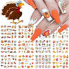 Picture of Fall Nail Stickers Autumn Leaves Nail Water Transfer Stickers, Thanksgiving Nail Art Accessories Decals Foils Sliders Yellow Maple Leaf Pumpkin Turkey Design for Women DIY Manicure Decorations 12PCS