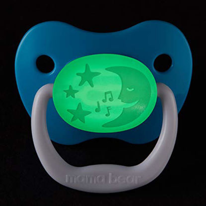 Picture of Amazon Brand - Mama Bear Glow-in-the-Dark Baby Pacifier, Stage 2 (6-12M), BPA Free, Assorted Colors (Pack of 4)