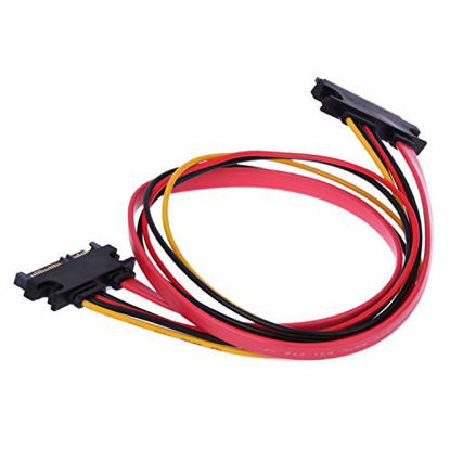 Picture of RLECS 2-Pack 50cm SATA Power Cable 22Pin (7+15) Male Plug to 22 Pin Female Jack Connector SATA Serial ATA Data Power Combo Extension Cables Wire Cords
