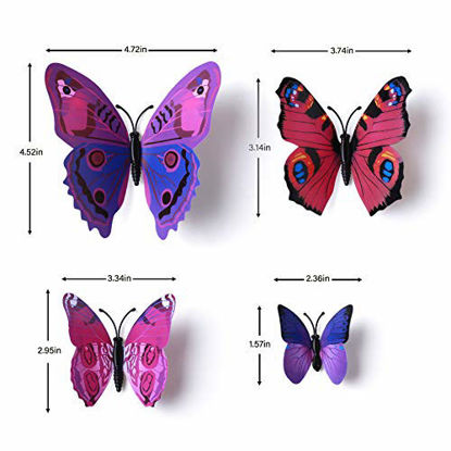 Picture of Amaonm 24pcs 3D Vivid Special Man-Made Lively Butterfly Art DIY Decor Wall Stickers Decals Nursery Decoration, Bathroom Décor, Office Décor, 3D Wall Art, 3D Crafts for Wall Art Kids Room Bedroom