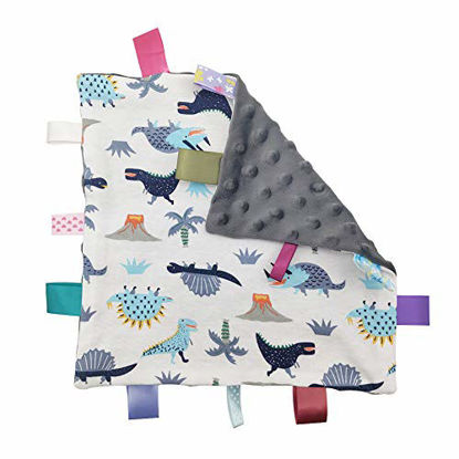 Picture of Baby Boy Tag Security Blanket - Inchant Grey Small Blanket with Colorful Tags Gift for Newborns Toddlers