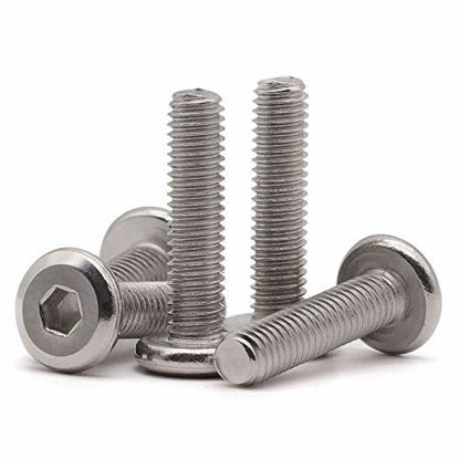 Picture of M6 x 20mm (30 PCS) Flat Head Socket Cap Screw, 304 Stainless Steel, Bright Finish, Full Thread, Connection Bolts, Furniture Bolts