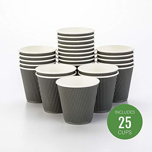 GetUSCart- 8 Ounce Paper Coffee Cups, 25 Ripple Disposable Paper Cups ...