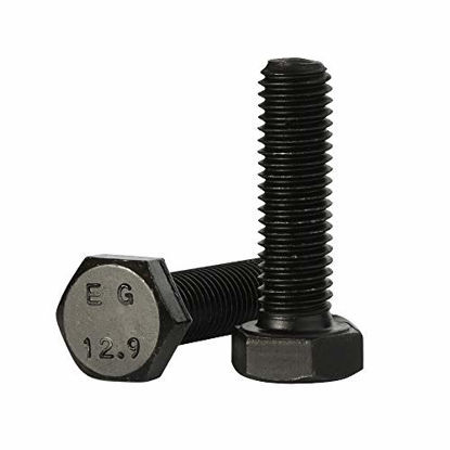 Picture of M8 x 25mm Hex Head Screw Bolt, Fully Threaded, Alloy Steel Grade 12.9, Black Oxide Finish, Quantity 20