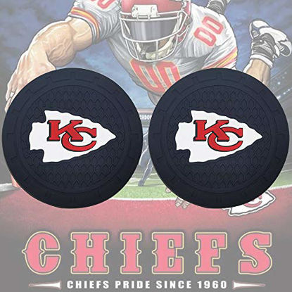 Picture of 2pcs Auto Cup Holder Coasters with Kansas City Chiefs Logo,2.75-Inch Diameter Car Interior Accessories Durable Non Slip Silicone Logo Cup Mat for All Vehicles.(for Kansas City Chiefs)