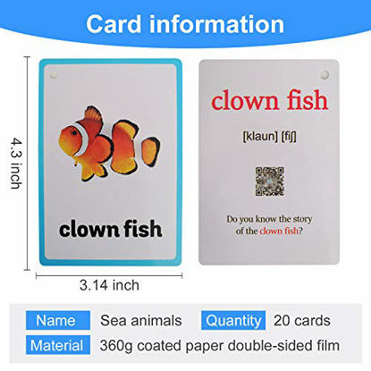 Picture of Richardy 20PCS/Set Sea Animals Kids Gifts English Flash Cards Pocket Card Educational Learning Baby Toys for Children Pre-Kindergarten