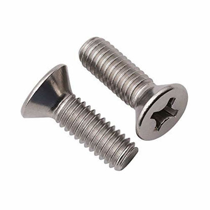 Picture of UNC 1/4-20 x 1" (30 Pack) Stainless Flat Head Machine Screws, Stainless Steel 304 (18-8), Phillips Drive, Full Thread