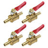 Picture of Antrader 4 Pcs Forged Brass Ball Valve Mini Shut Off Switch, 1/4" Hose Barb x 1/4" Hose Barb, 180 Degree Operation Handle