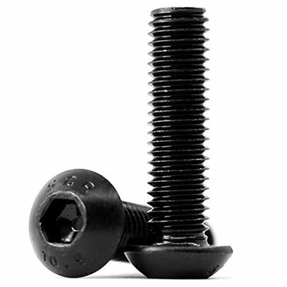 Picture of M6 x 18mm Button Head Socket Cap Screws, 10.9 Grade Alloy Steel, Allen Socket Drive, Black Oxide Finish, Machine Thread, 25 PCS