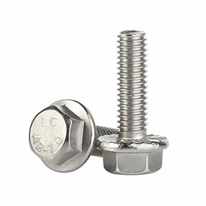 Picture of M6 x 8mm Flanged Hex Head Bolts Flange Hexagon Screws, Stainless Steel A2, DIN 6921, 25 PCS