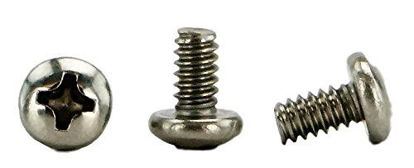Picture of Stainless 6-32 x 1/4" (1/4" to 3" Lengths Available) Pan Head Machine Screws, Full Thread, Phillips Drive, Stainless Steel 18-8, Machine Thread (100 pcs, 6-32 x 1/4)