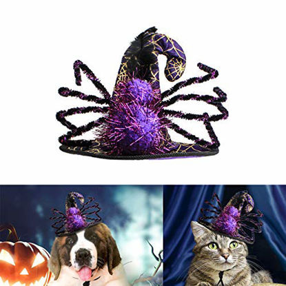 Picture of Enjoying Cat Halloween Costume Puppy Witch Hat Cat Wizard Hat Wig Dog Cosplay Sorcery Hat