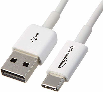 Picture of Amazon Basics USB Type-C to USB-A 2.0 Male Charger Cable, 6 Feet (1.8 Meters), White