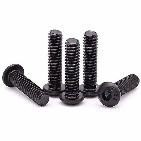 Picture of M6-1.0 x 40mm Button Head Socket Head Cap Screws 25 PCS, Grade 10.9 Alloy Steel, Allen Hex Drive, Full Machine Thread, Black Oxide Finish
